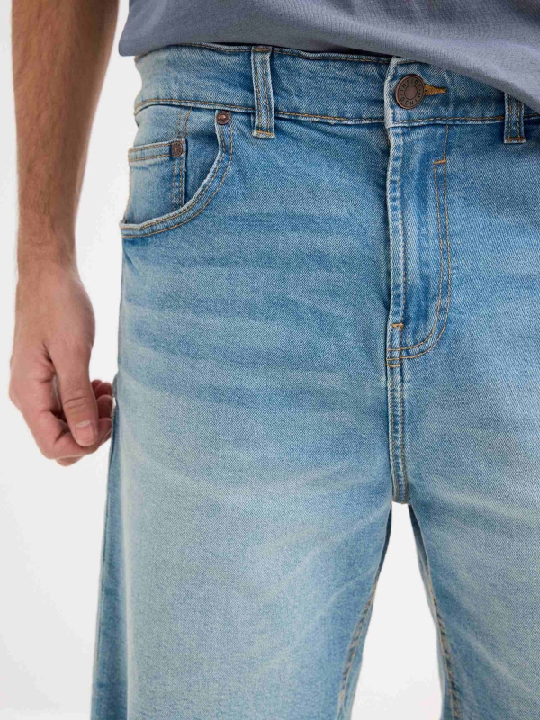 Bermuda denim dad fit azul ducados vista detalle frontal