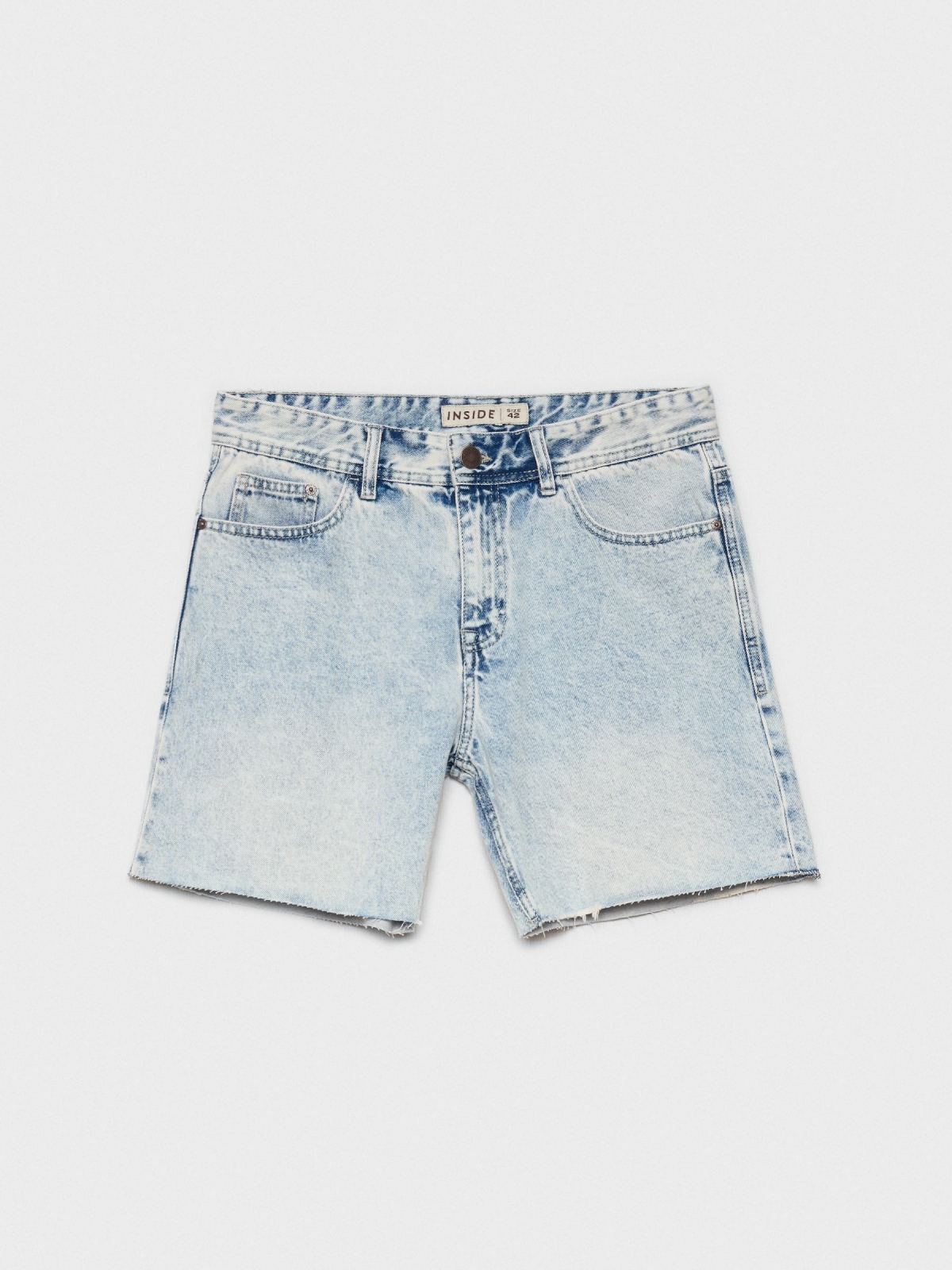  Frayed hem denim Bermuda shorts light blue front view