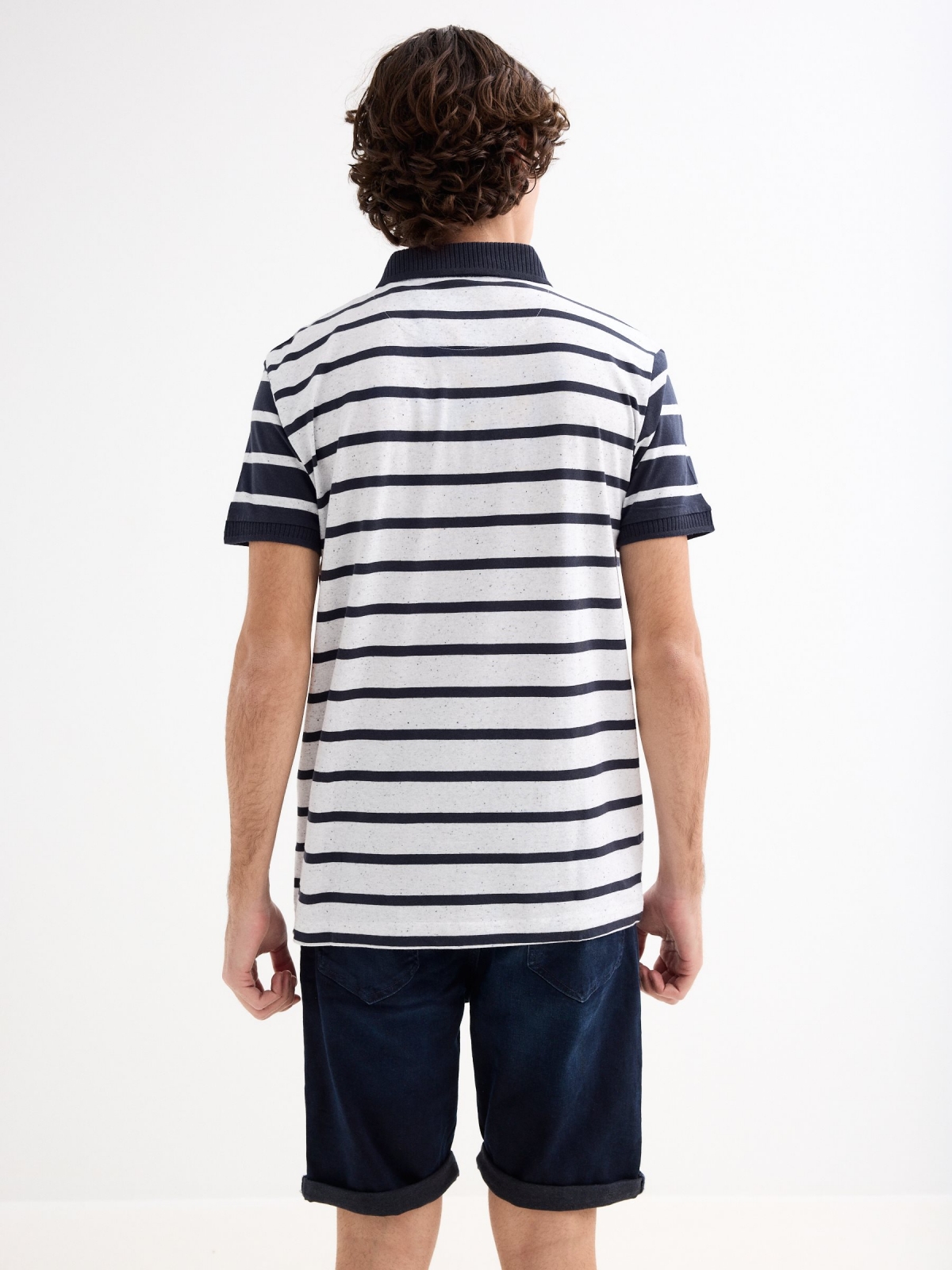 Sailor striped polo shirt white middle back view