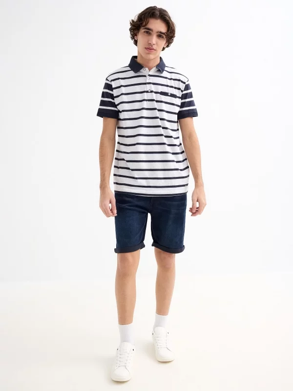 Sailor striped polo shirt white general front view