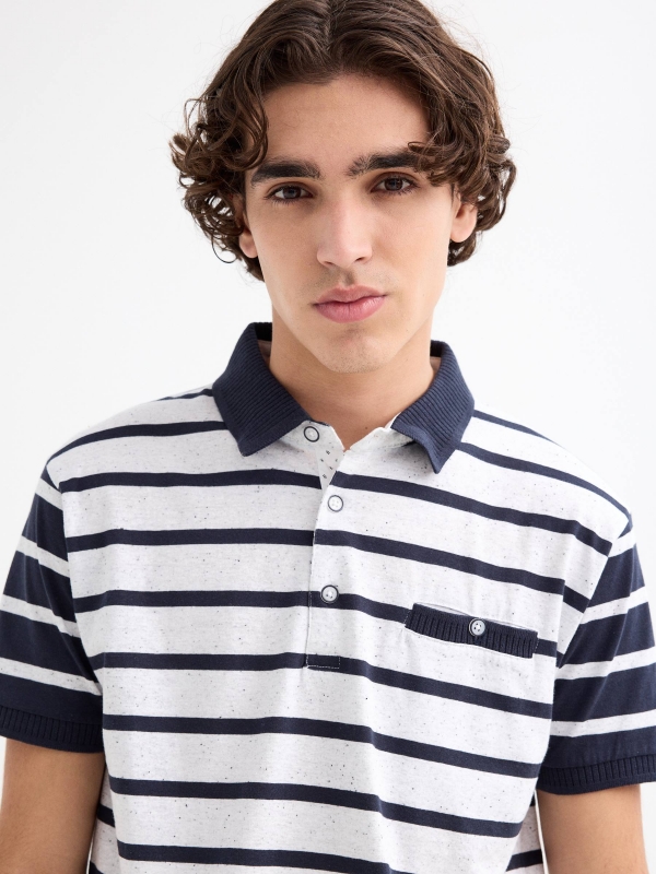 Sailor striped polo shirt white detail view