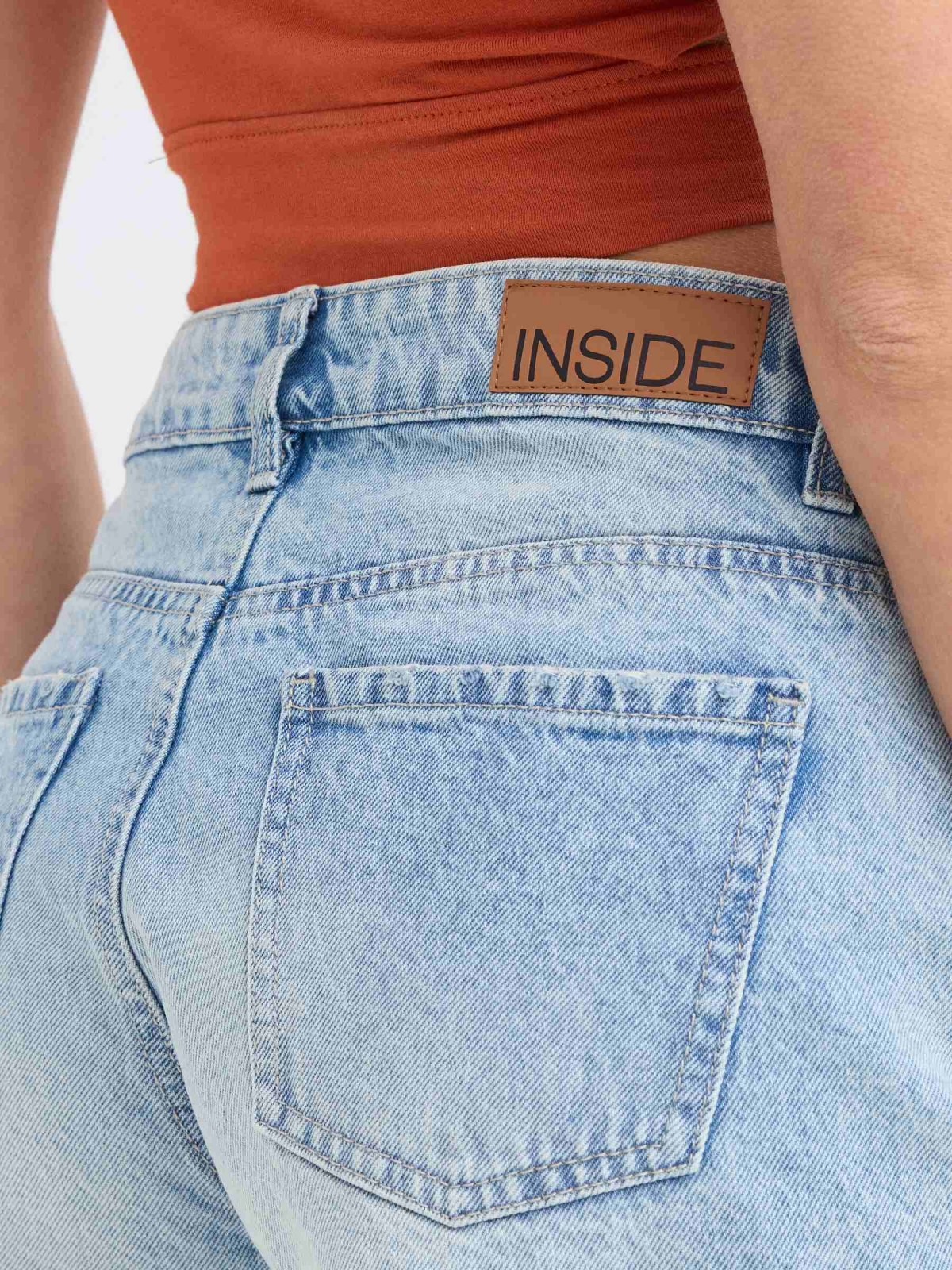 Low Rise denim shorts light blue detail view