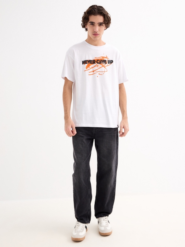 Camiseta Never GiveUP blanco vista general frontal