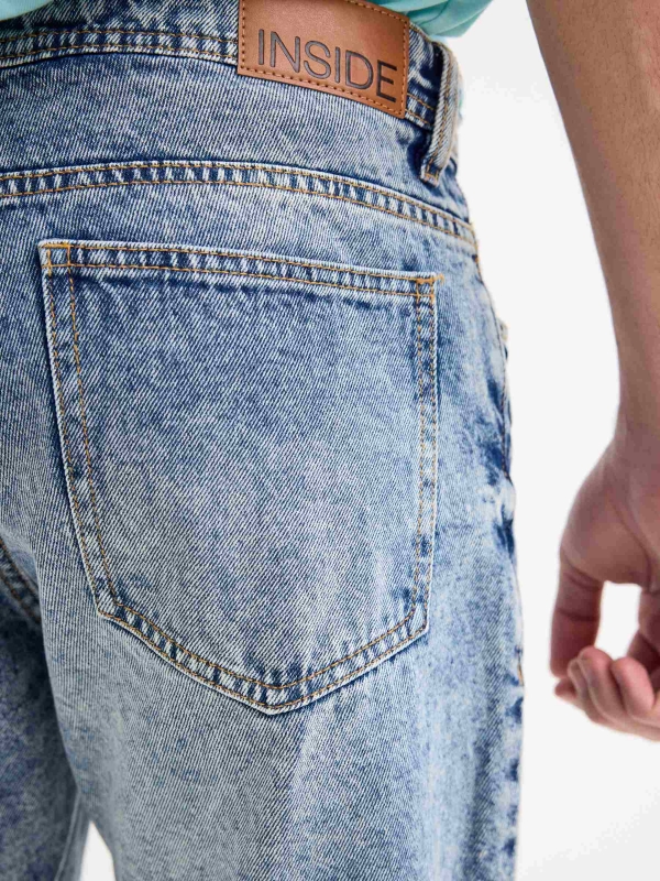 Relaxed denim bermuda shorts blue back detail view