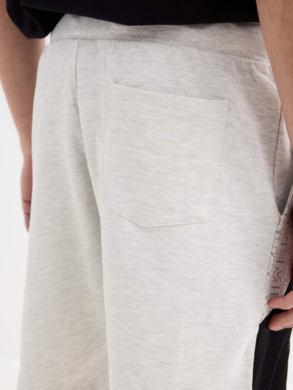 Bermuda jogger shorts with side band light grey vigore back detail view