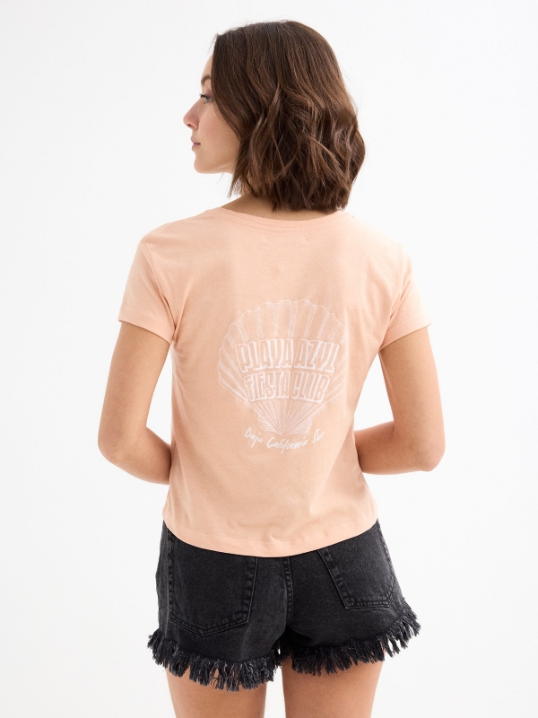 Hurricane Hut T-shirt peach middle back view