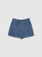 %Pto% Short denim baggy cintura elástica azul oscuro vista frontal