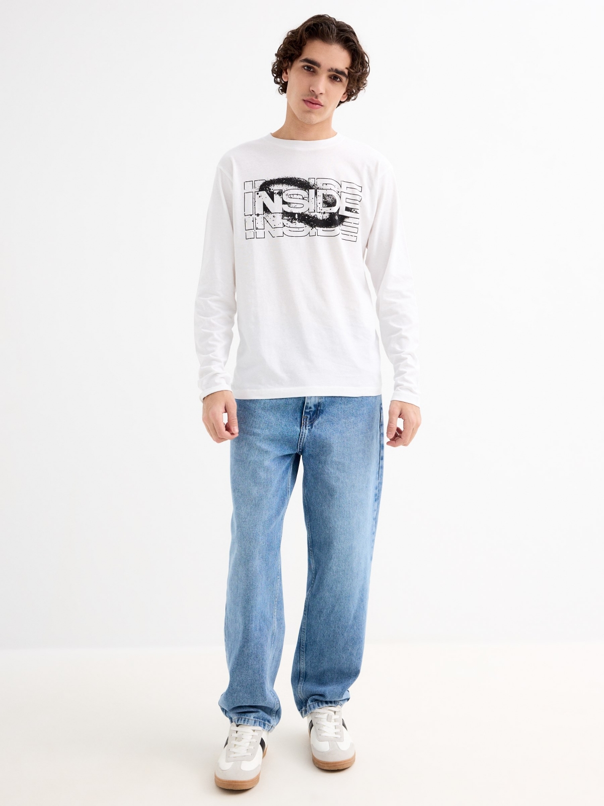 T-shirt normal INSIDE branco vista geral frontal
