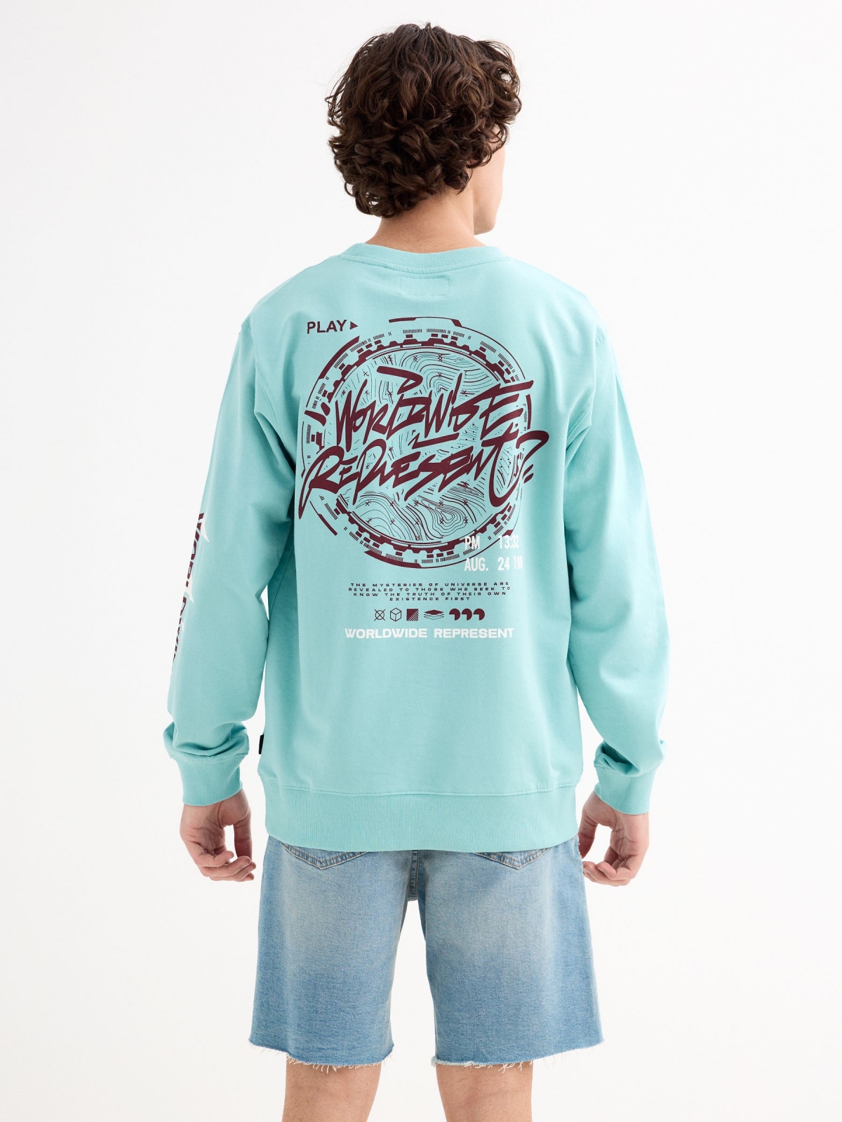 Sudadera Worldwide azul claro vista media trasera