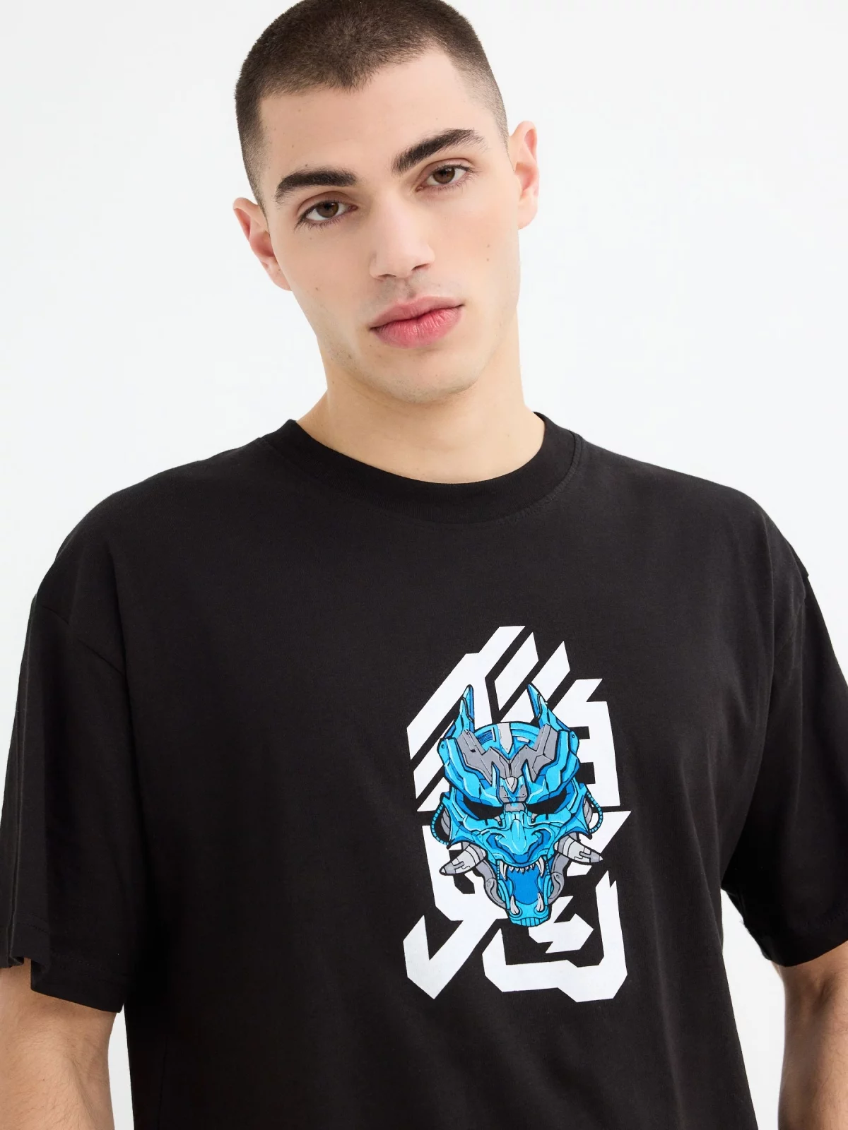 Blusa cropped sem mangas contraste linho areia vista detalhe