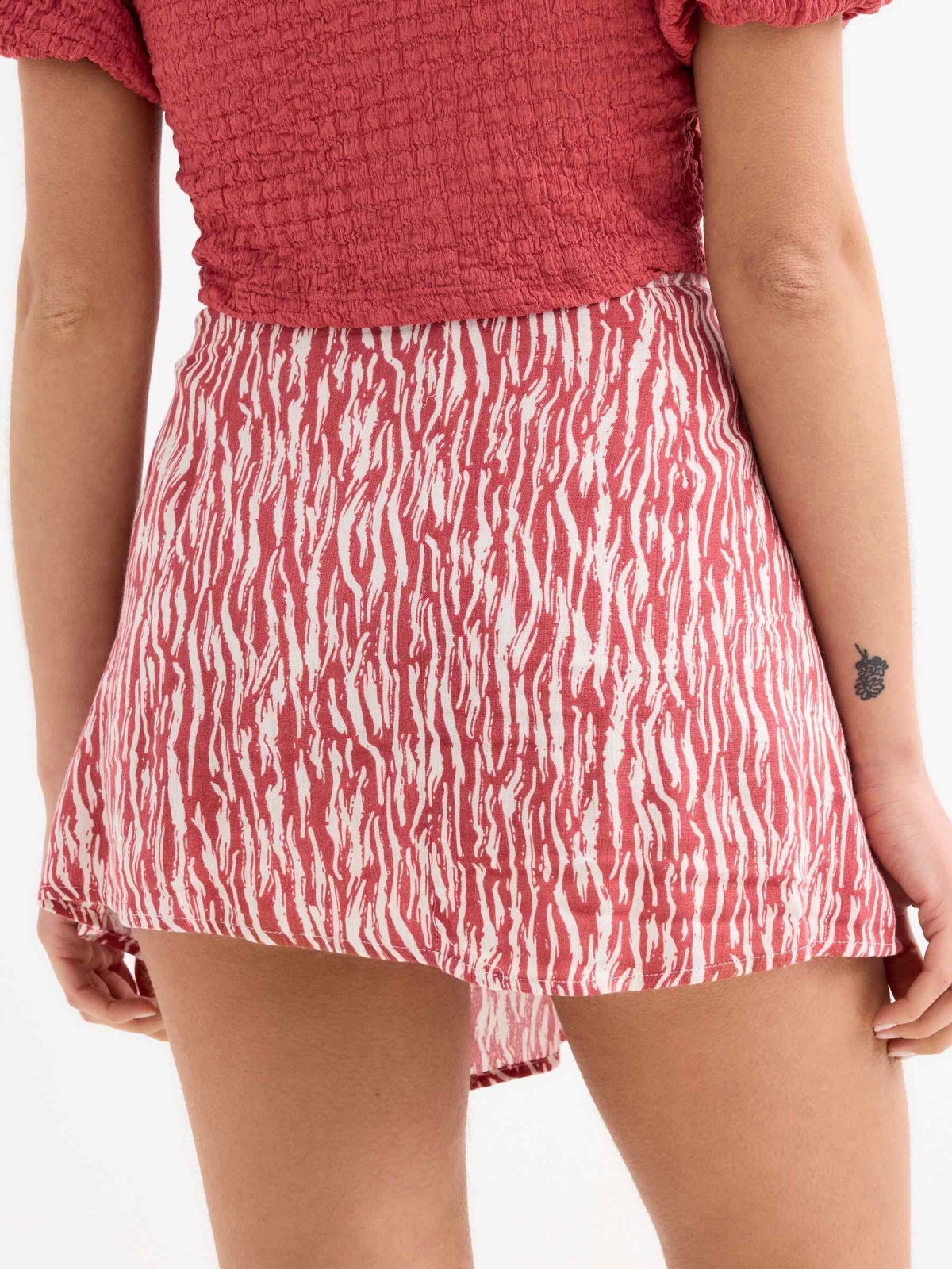 Animal print mini skort red back detail view