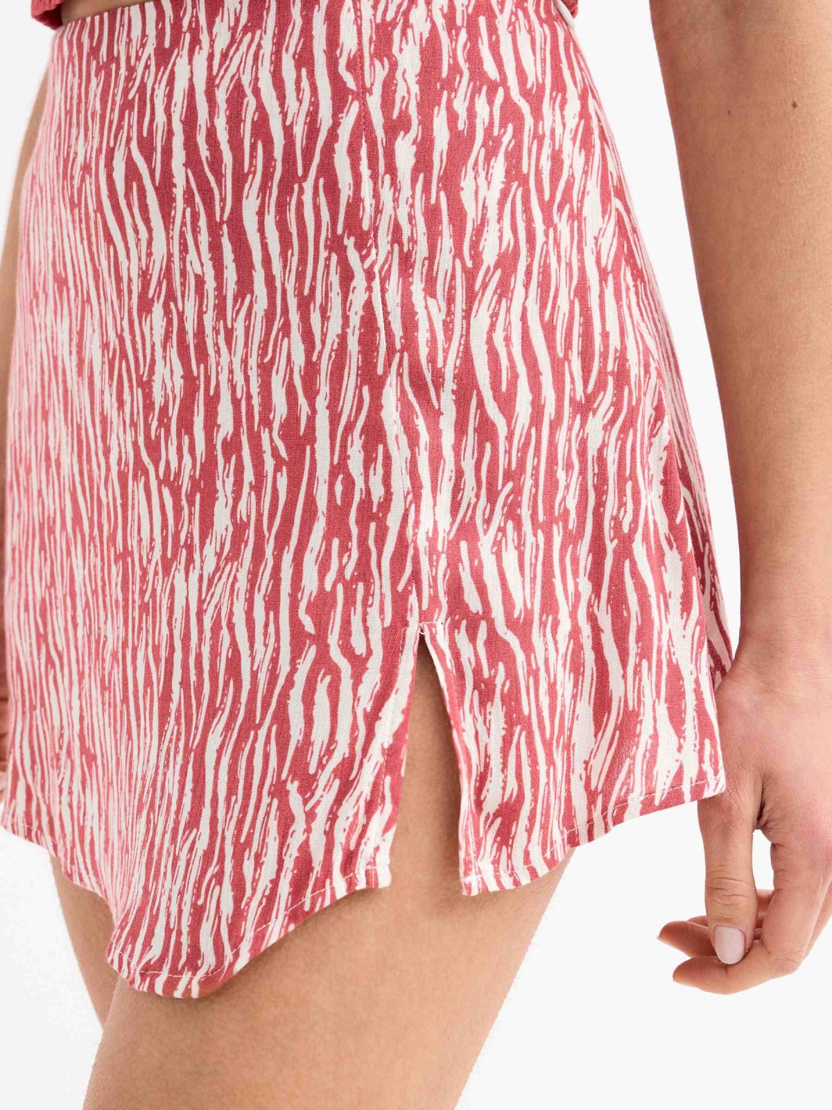 Animal print mini skort red detail view