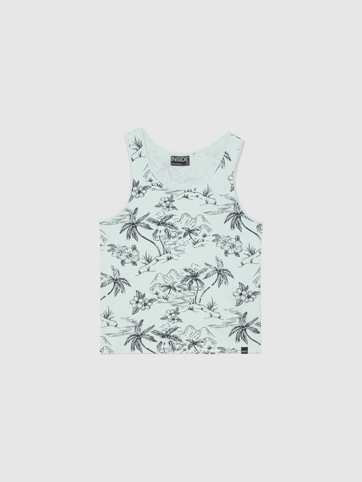  Camiseta tirantes tropical con bolsillo blanco vista frontal