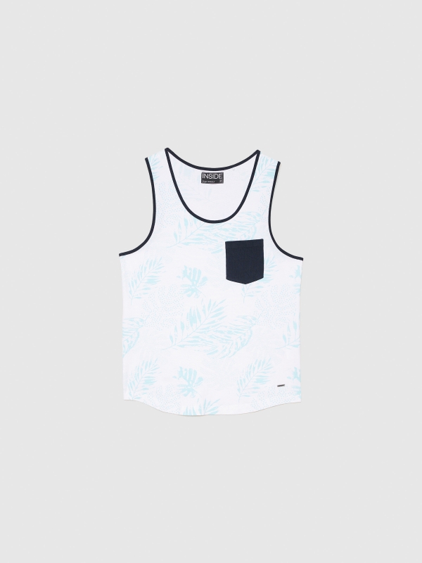 Tropical tank top with pocket white back view