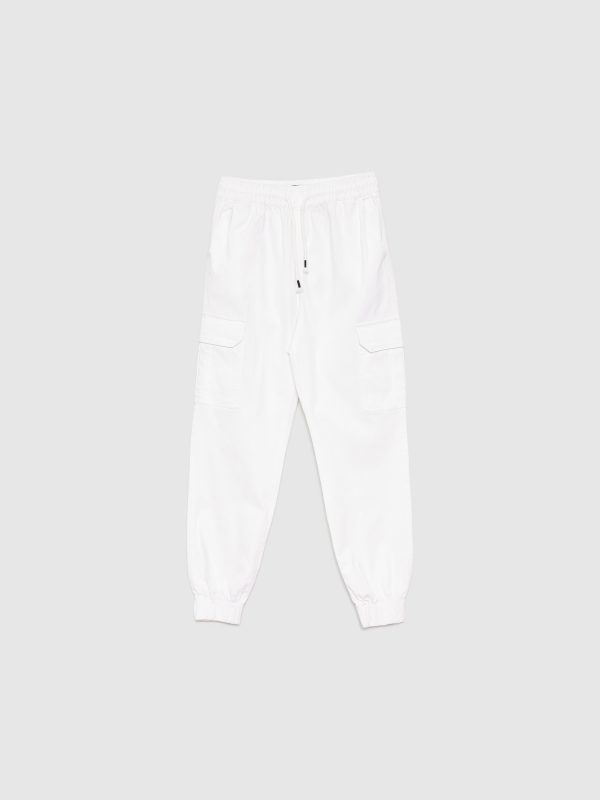  Cargo joggers white front view