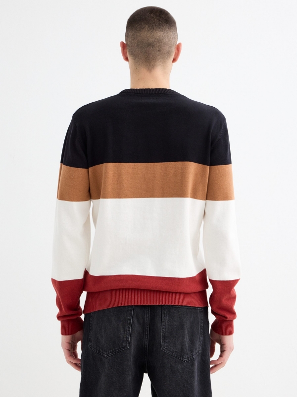 Colour block knitted jumper black middle back view