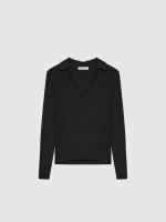 %Pto% Camiseta cuello polo negro vista frontal