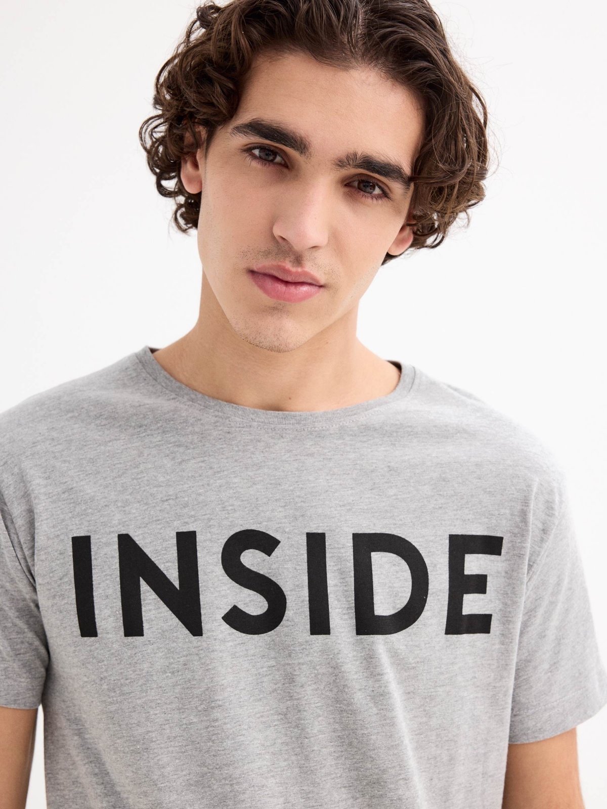 Camiseta básica "INSIDE" melange medio vista detalle