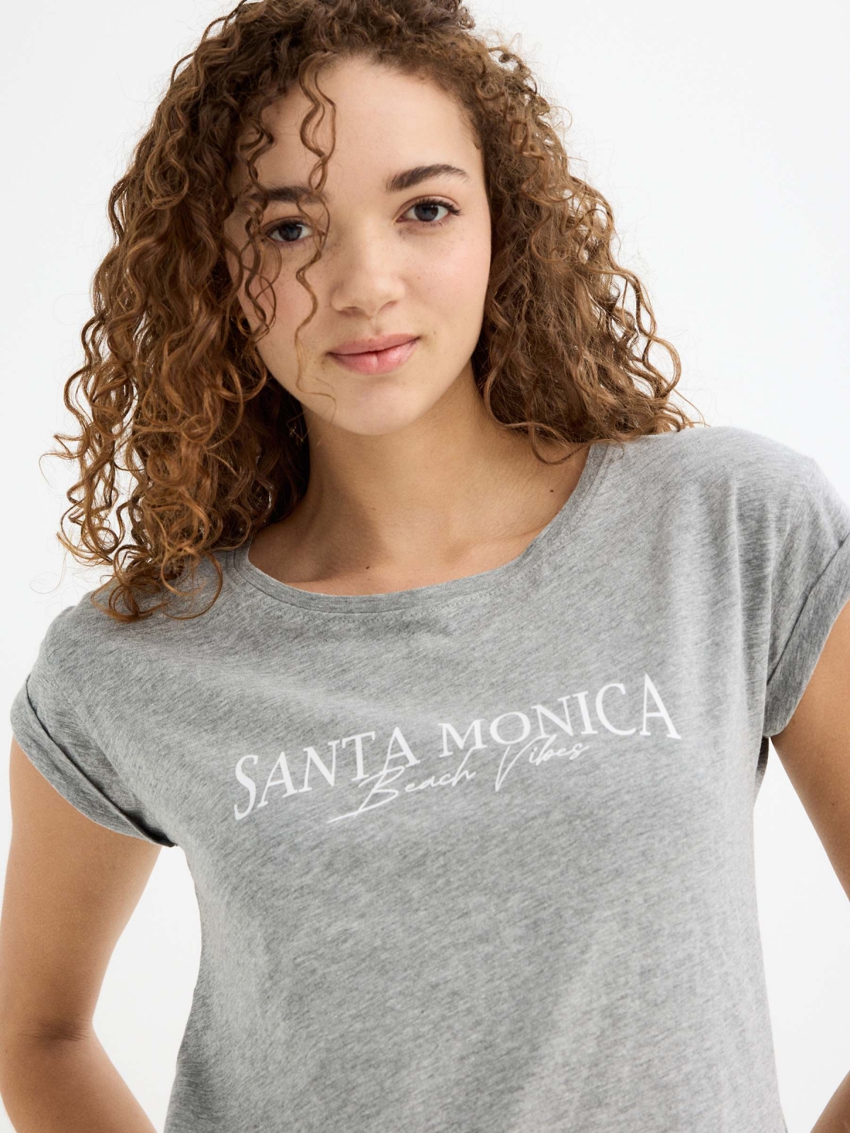 Camiseta de manga curta Santa Monica melange meio vista detalhe