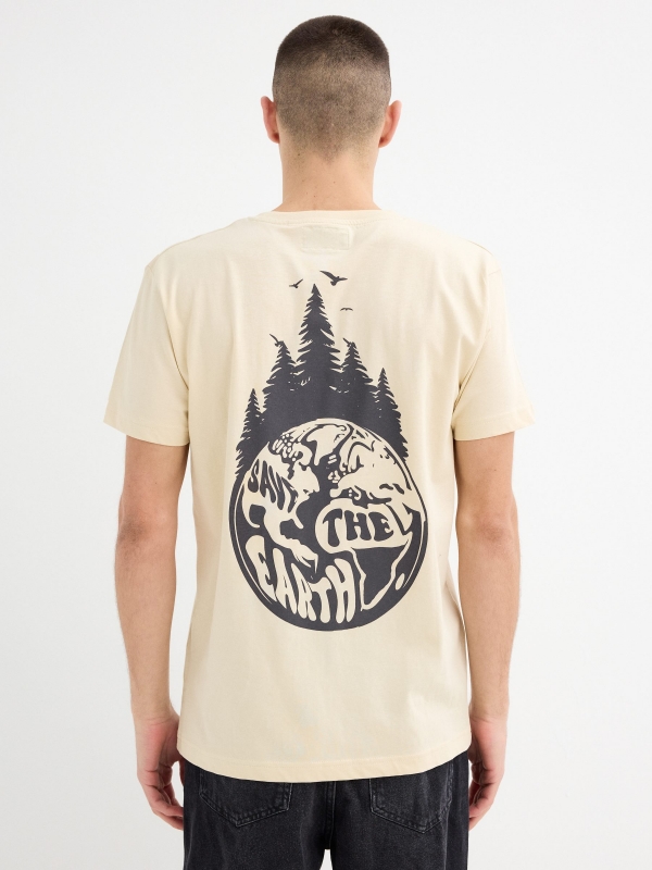 Short sleeve t-shirt Save the Earth sand middle back view