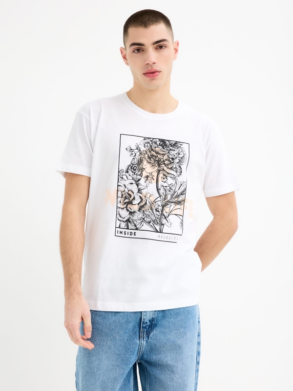 Camiseta de manga curta com estampa oriental