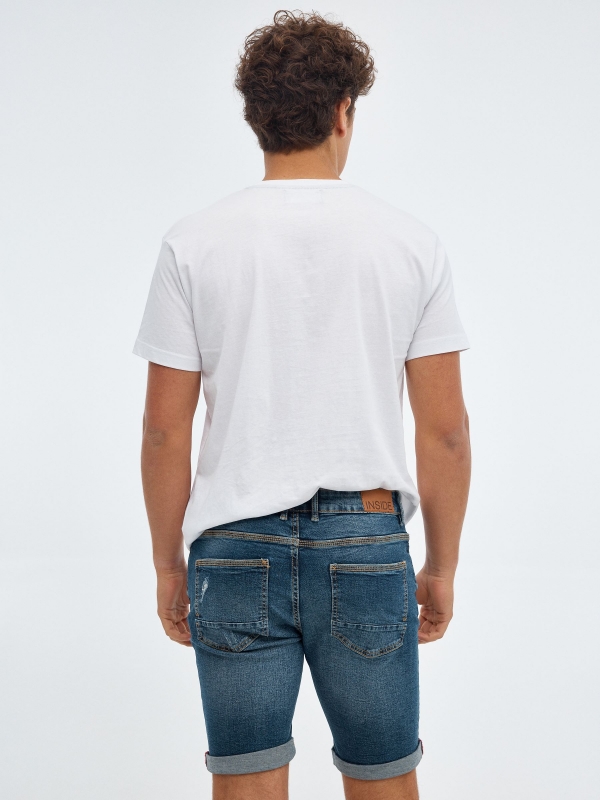 Denim skinny Bermuda blue middle back view