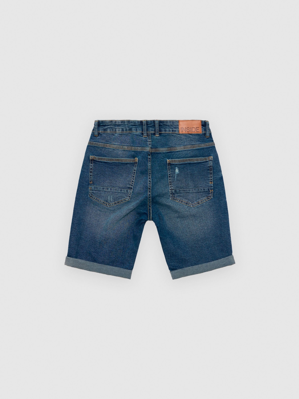 Bermudas skinny denim azul vista detalhe