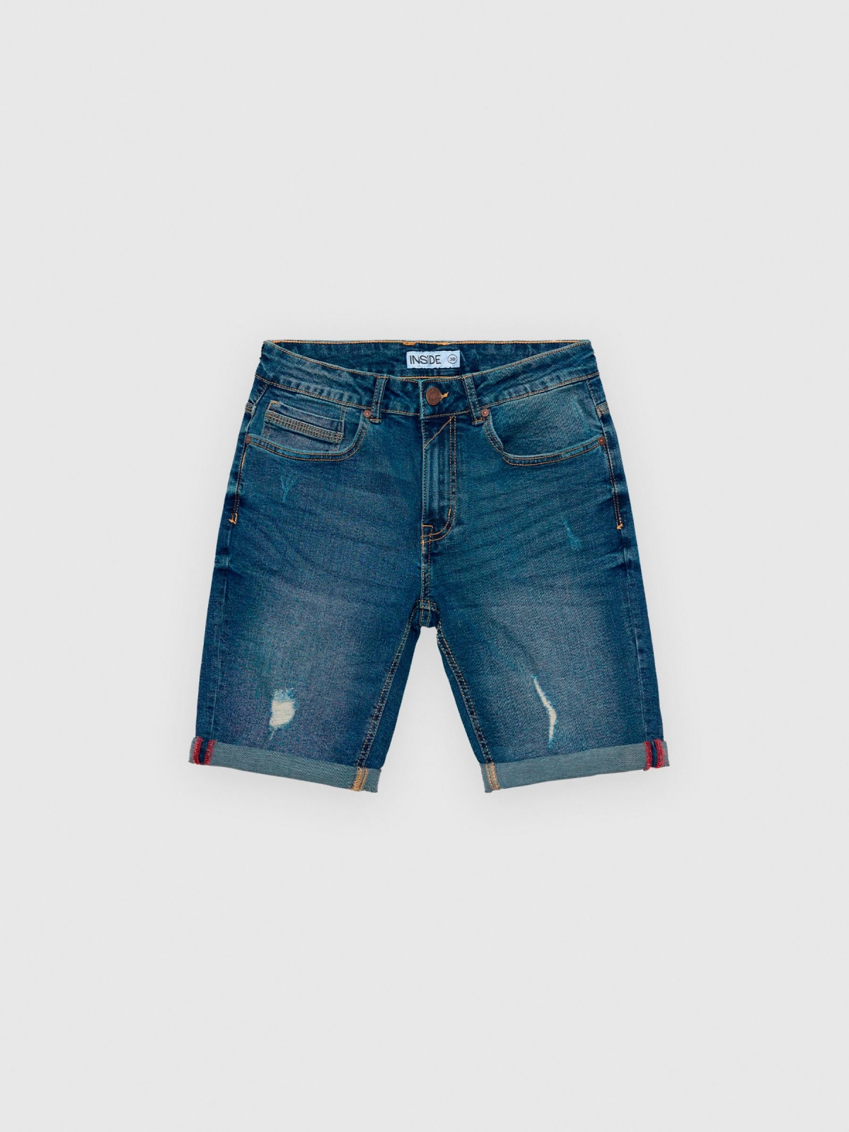 Bermudas skinny denim azul vista detalhe