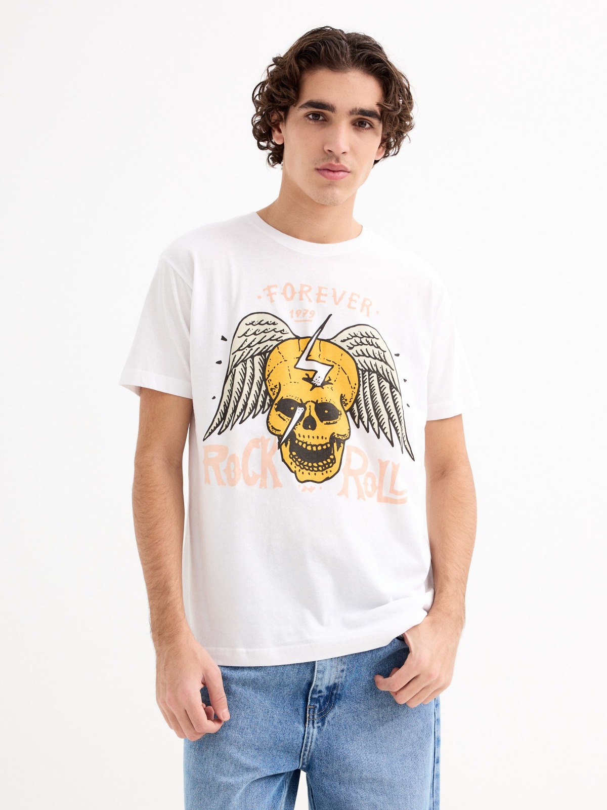 Camiseta Forever Rock blanco vista media frontal