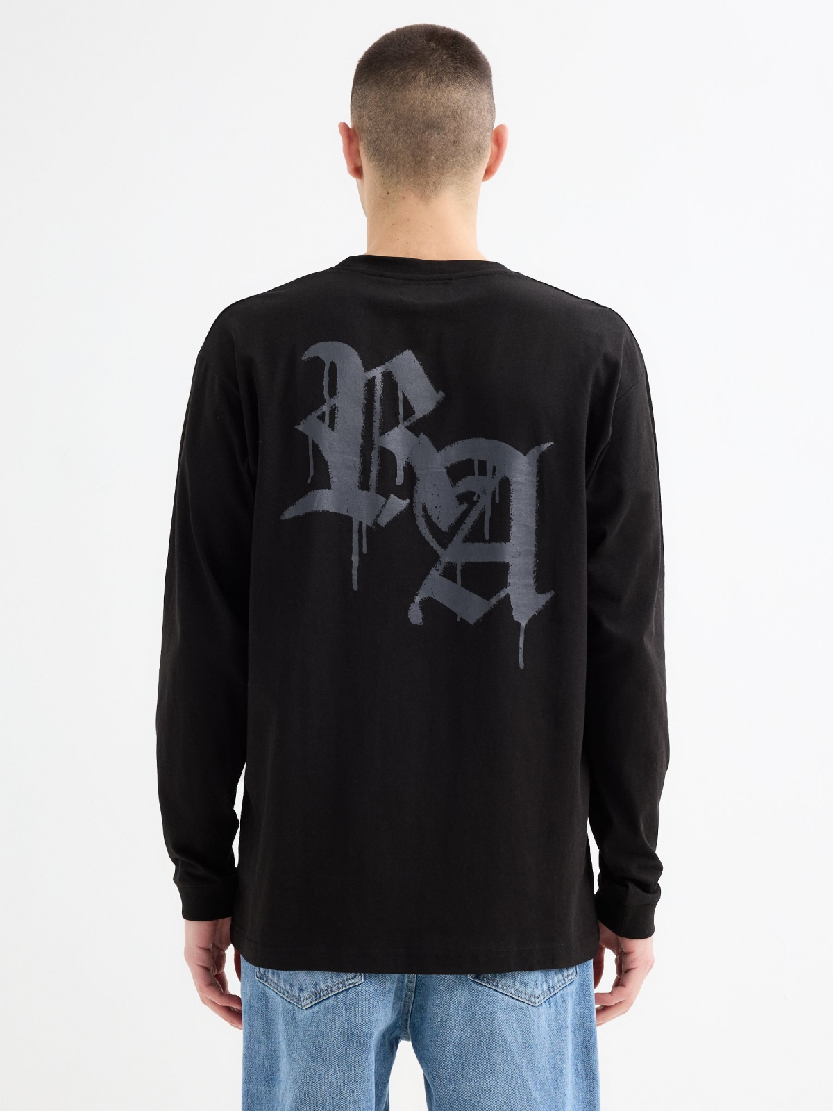 Long sleeve shirt Rude Attitude black middle back view