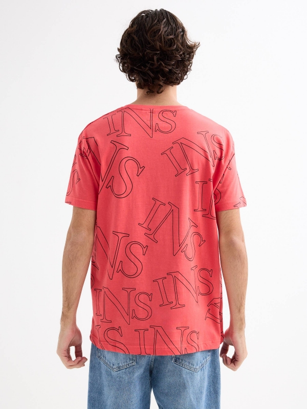 Short sleeve T-shirt INS red middle back view