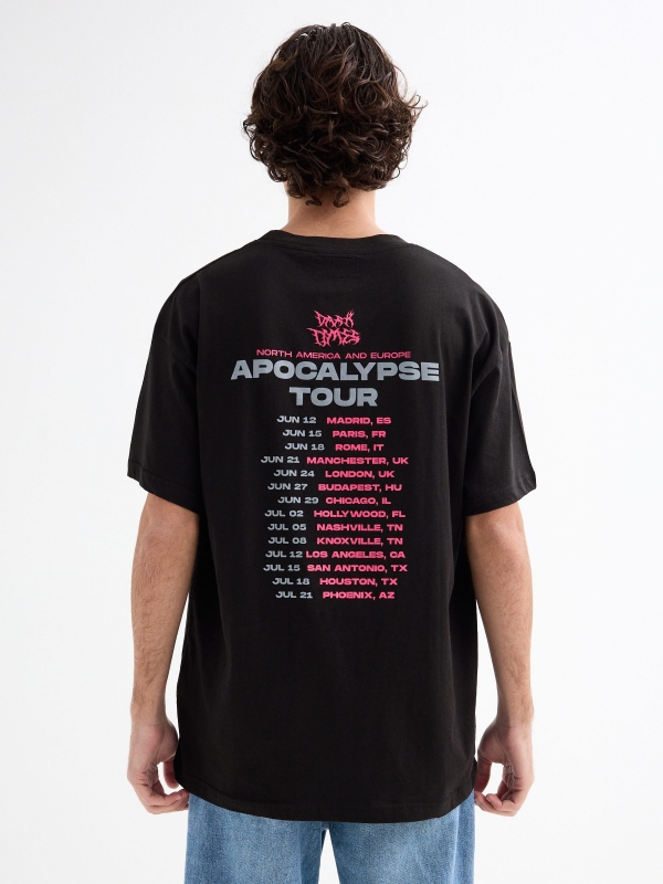 Short sleeve t-shirt Dark Times black middle back view