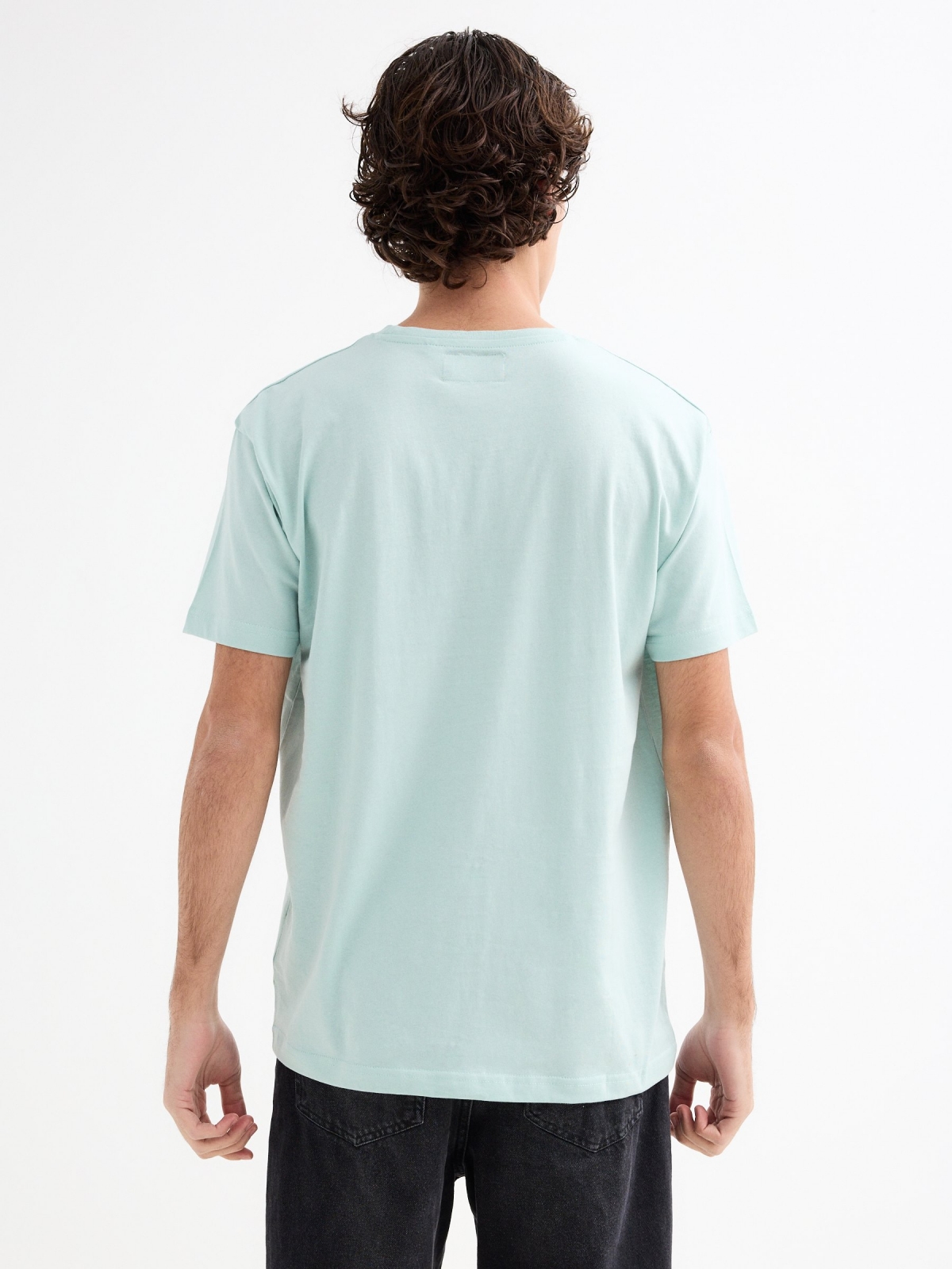 Short sleeve t-shirt Summer Wave green middle back view