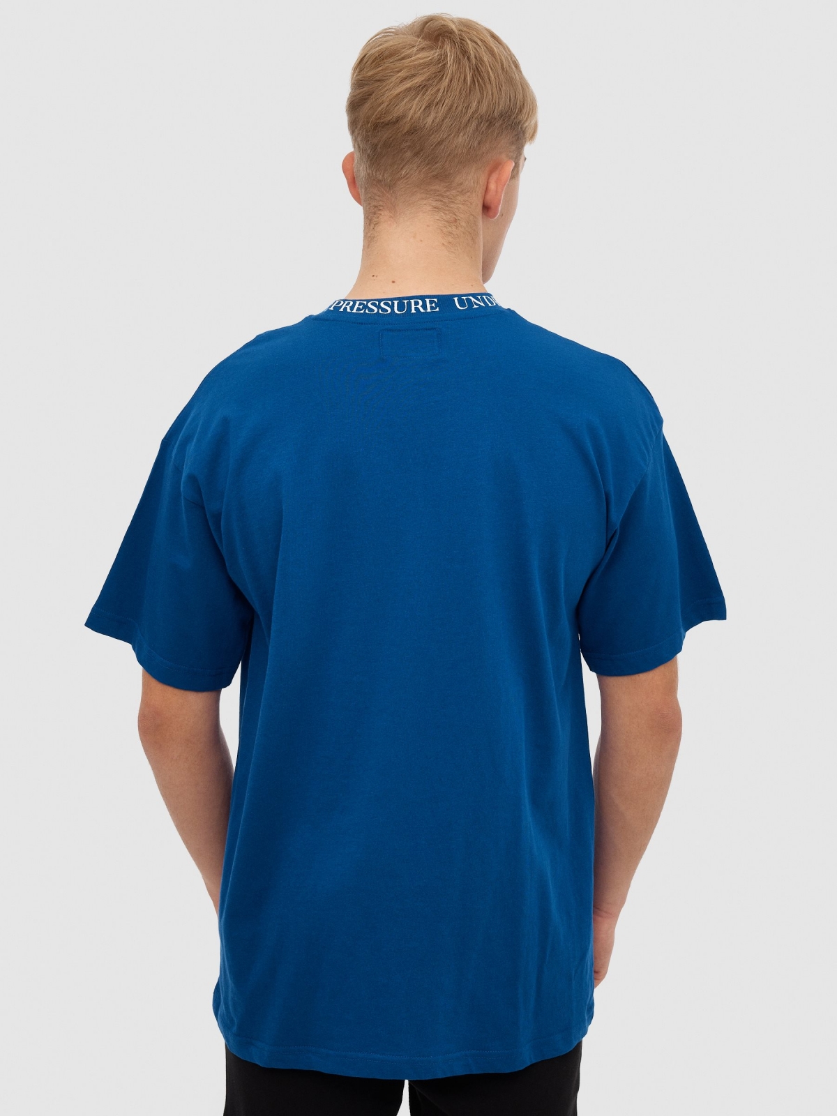 Under pressure T-shirt electric blue middle back view