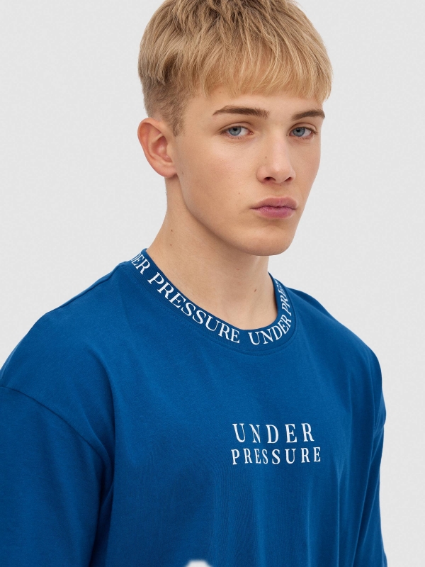 Under pressure T-shirt electric blue detail view