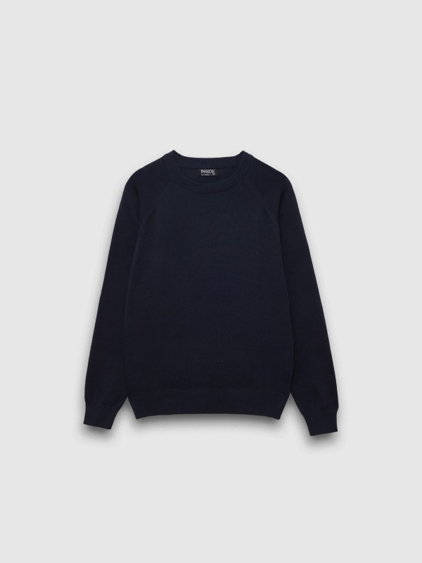  Basic Round Pullover blue front view