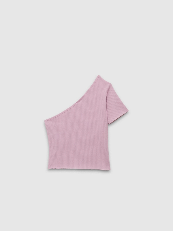  Asymmetrical crop top mauve front view