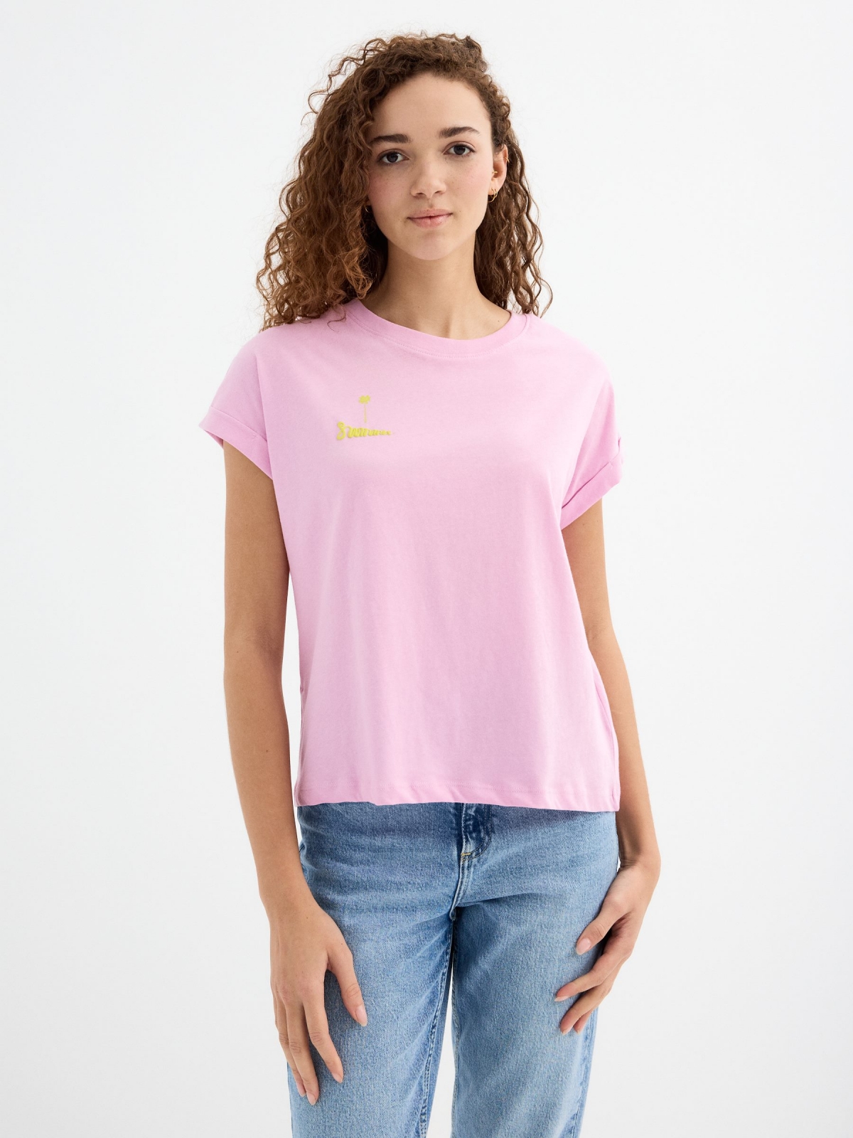 T-shirt More Summer magenta vista meia frontal