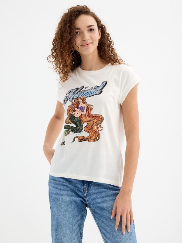 Mermaid t-shirt off white middle front view