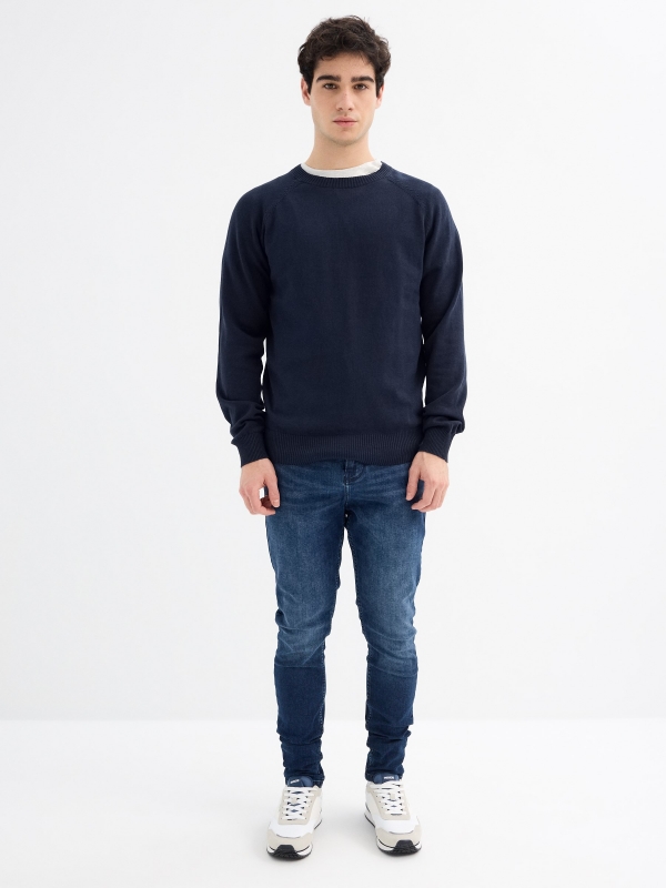 Basic Round Pullover blue general front view