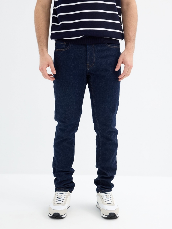 Dark blue slim jeans blue middle front view