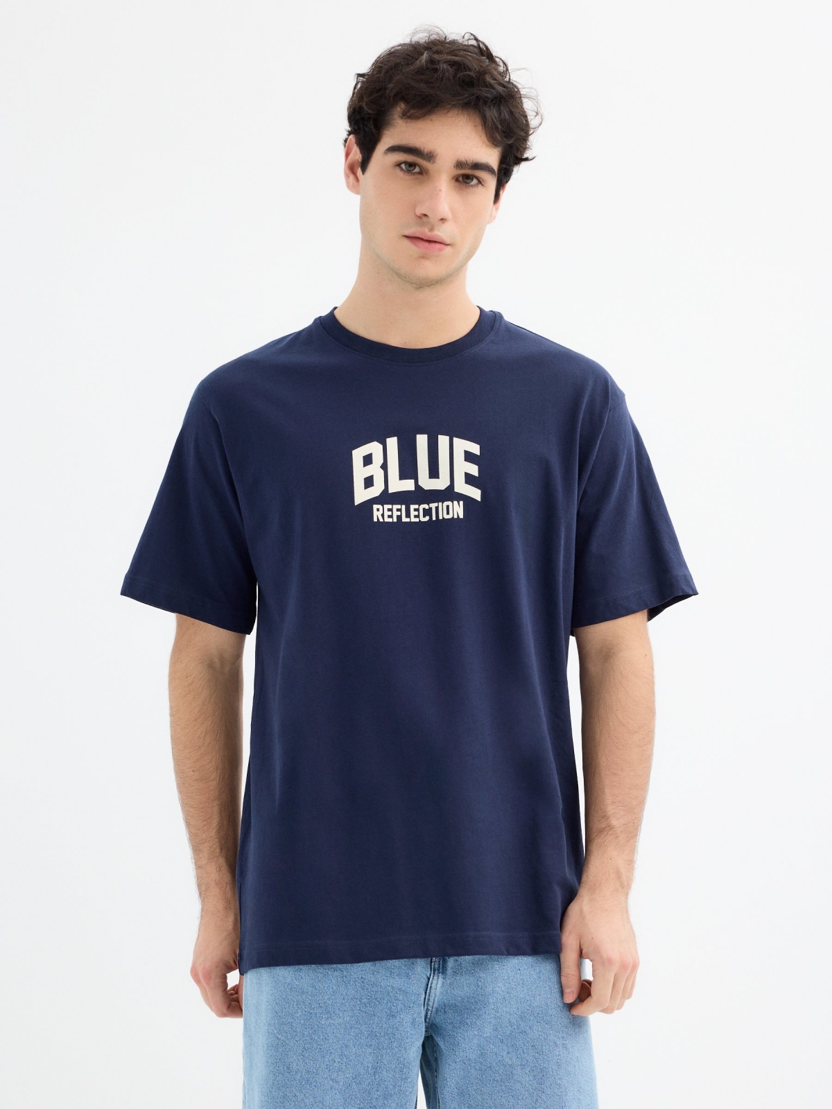 Short sleeve t-shirt Blue Reflection navy middle front view