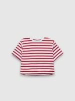 %Pto% Short sleeve crop top Stripes carmine front view