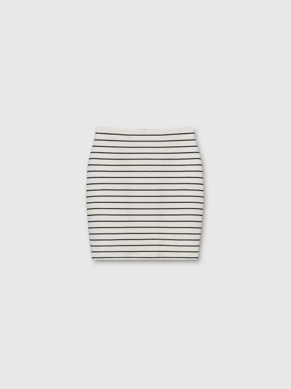  Striped fitted skirt off white front view