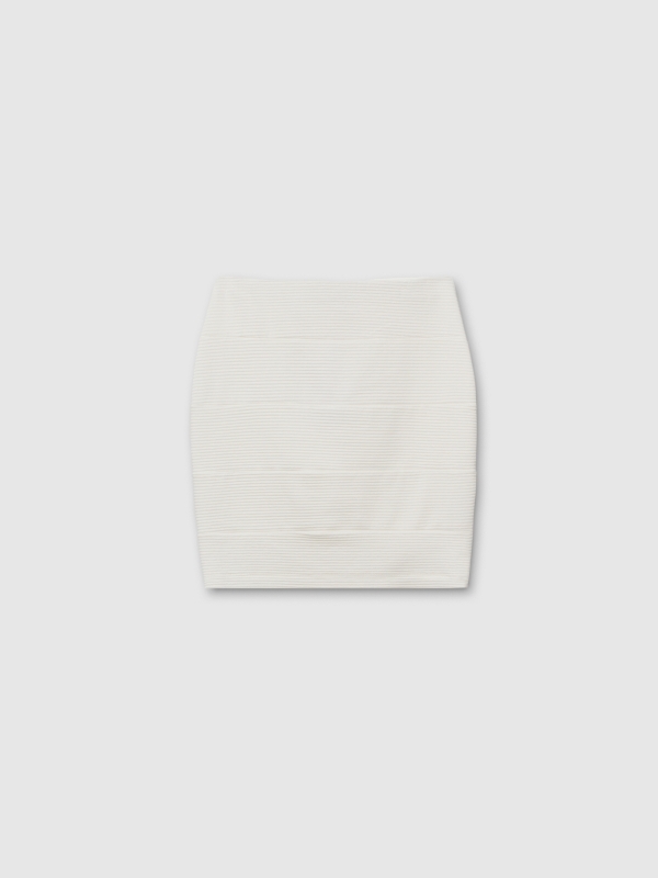  Black mini paneled skirt white front view