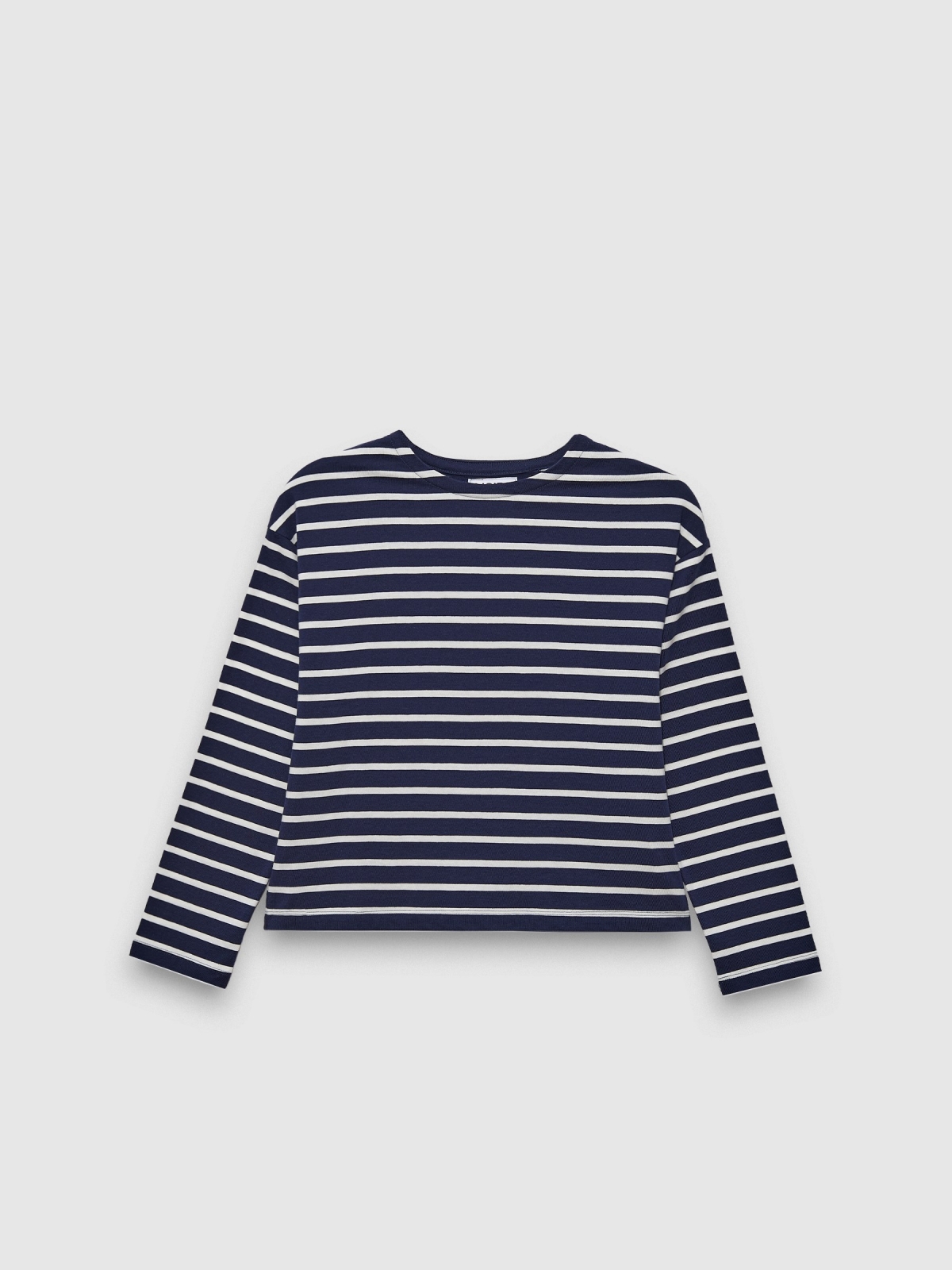  Long sleeve striped shirt navy front view