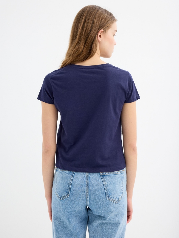 Short sleeve t-shirt Let Your Dreams navy middle back view