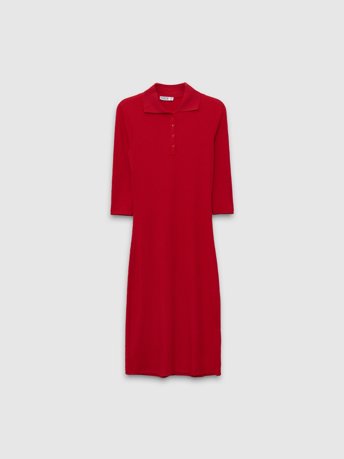  Long sleeve midi dress carmine front view