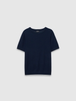 %Pto% Short sleeve fine knit t-shirt navy front view