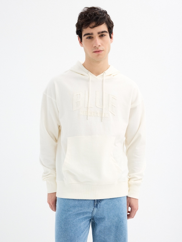 Blue Reflection hoodie off white middle front view